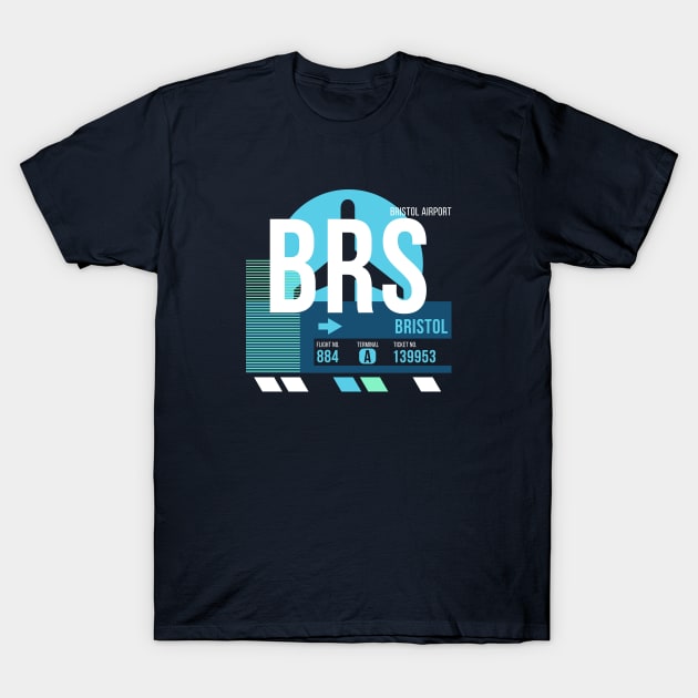 Bristol (BRS) Airport // Sunset Baggage Tag T-Shirt by Now Boarding